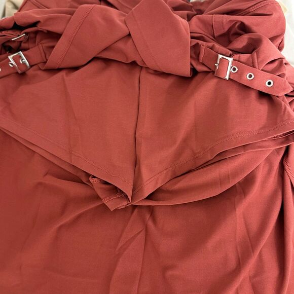 HALARA High Rise Decorative Buckle Split 2-in-1 Maxi Skirt M Goth Rust NWT B8 - Picture 4 of 5